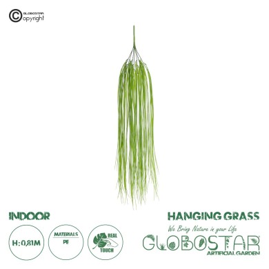 GloboStar® Artificial Garden HANGING GRASS 20814 Τεχνητό Διακοσμητικό Κρεμαστό Φυτό Grass Μ18 x Π4 x Υ81cm